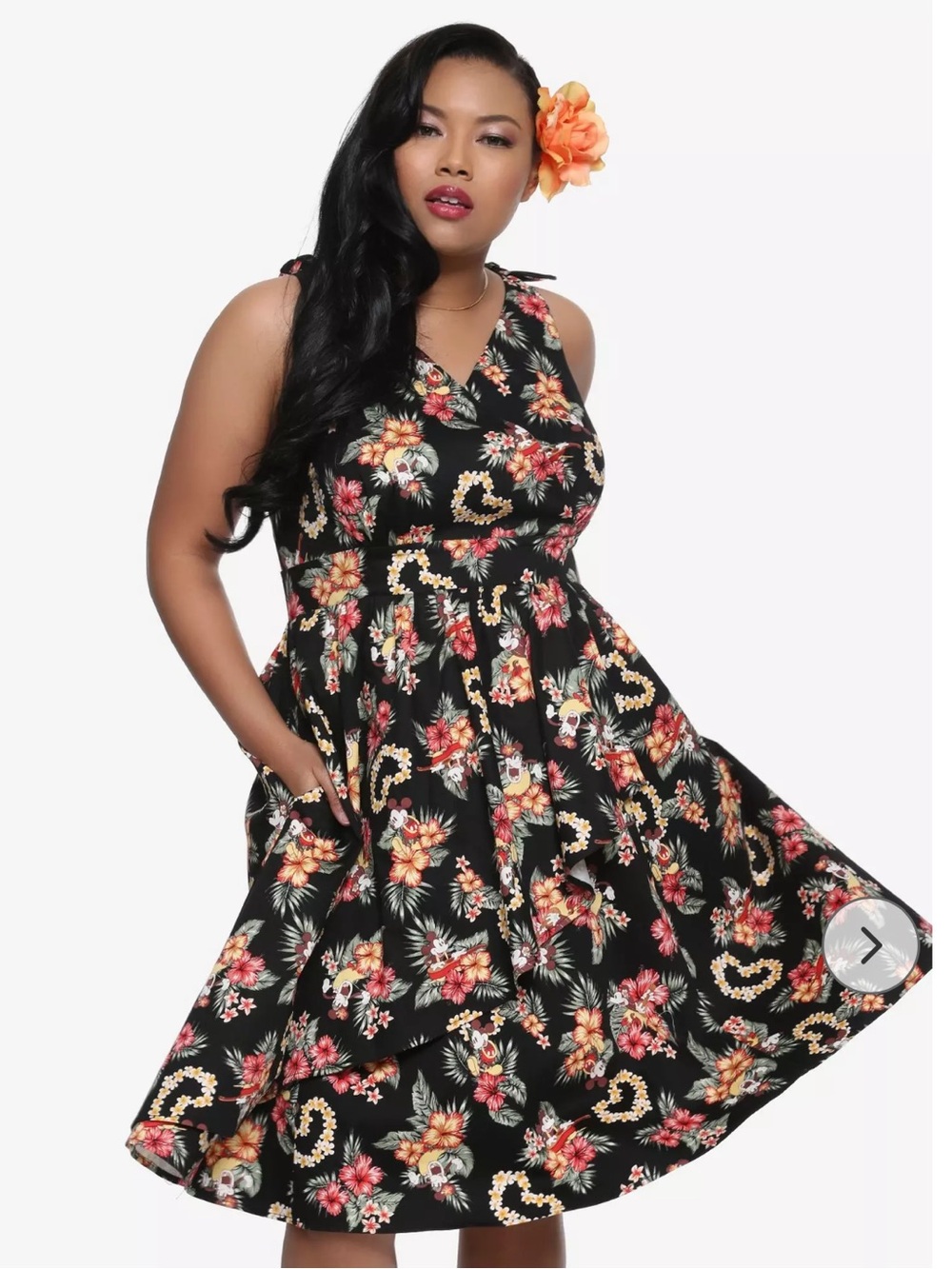 Disney X Her Universe Mickey Mouse & Minnie Mouse Retro Tie Shoulder Dress EUC